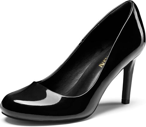 ZURIN Women's Round Toe Comfortable Stiletto Heels Closed Toe Dress Pumps Shoes for Wedding Work Office Business in Kuwait