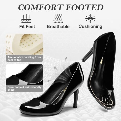 ZURIN Women's Round Toe Comfortable Stiletto Heels Closed Toe Dress Pumps Shoes for Wedding Work Office Business in Kuwait