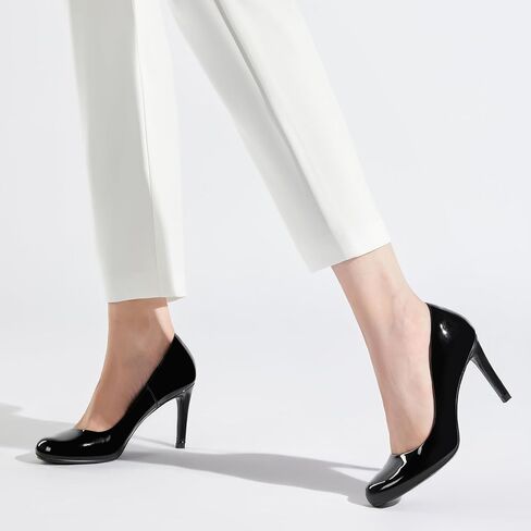 ZURIN Women's Round Toe Comfortable Stiletto Heels Closed Toe Dress Pumps Shoes for Wedding Work Office Business in Kuwait