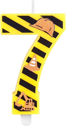Construction Birthday Number Candles, Boys Happy Birthday Candles for Cake Topper, Number 1 Candle Yellow&Black Stripes Candles for Construction Themed Birthday Party Decoration Supplies Favors Gifts in Saudi Arabia