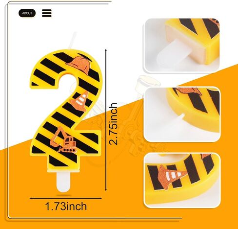 Construction Birthday Number Candles, Boys Happy Birthday Candles for Cake Topper, Number 1 Candle Yellow&Black Stripes Candles for Construction Themed Birthday Party Decoration Supplies Favors Gifts in Saudi Arabia