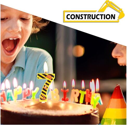 Construction Birthday Number Candles, Boys Happy Birthday Candles for Cake Topper, Number 1 Candle Yellow&Black Stripes Candles for Construction Themed Birthday Party Decoration Supplies Favors Gifts in Saudi Arabia