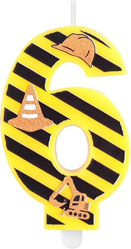 Construction Birthday Number Candles, Boys Happy Birthday Candles for Cake Topper, Number 1 Candle Yellow&Black Stripes Candles for Construction Themed Birthday Party Decoration Supplies Favors Gifts in Saudi Arabia