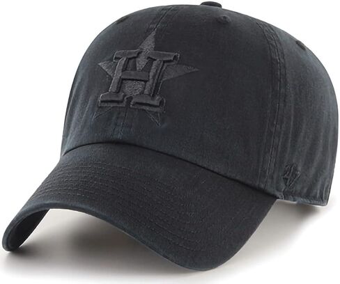 '47 MLB Black Black Primary Logo Clean Up Adjustable Strap Hat Cap, Adult One Size Fits All in Saudi Arabia