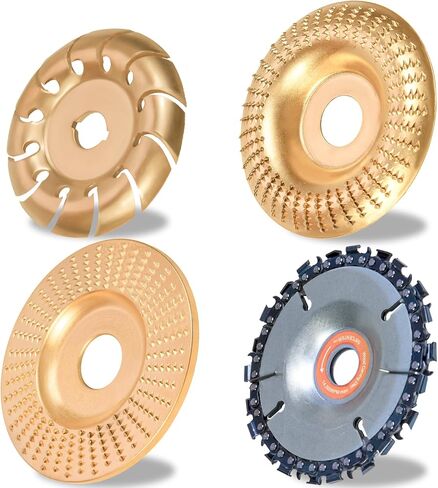 4 قطع قرص نحت الخشب لطاحونة زاوية 4 بوصة أو 4 1/2 بوصة، قرص نحت الخشب المطور 4 1/2 بوصة، قرص سلسلة طاحونة الأسنان 22، ملحق مطحنة النجارة لتلميع قطع الخشب in Kuwait