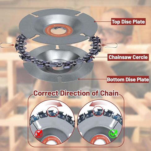 4 قطع قرص نحت الخشب لطاحونة زاوية 4 بوصة أو 4 1/2 بوصة، قرص نحت الخشب المطور 4 1/2 بوصة، قرص سلسلة طاحونة الأسنان 22، ملحق مطحنة النجارة لتلميع قطع الخشب in Kuwait