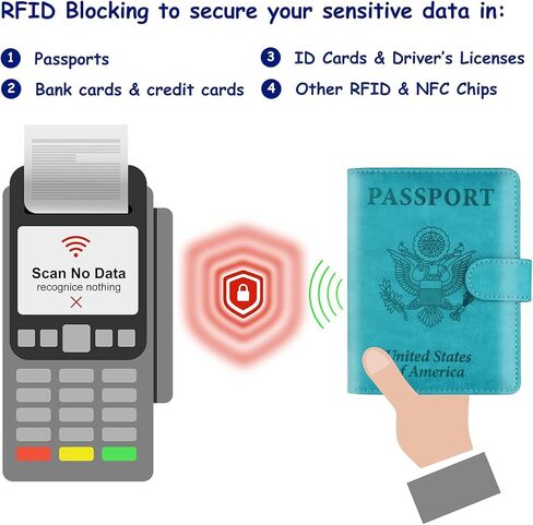 حافظة جلدية لحامل جواز السفر محفظة سفر بخاصية RFID_ZKY- الولايات المتحدة (وردي) in Kuwait