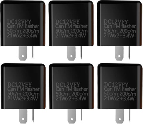 6 قطع مرحل فلاش 12 فولت لمرحل إشارة الانعطاف LED 2 دبوس وامض للدراجات النارية، فلاشات بديلة للسيارات الإلكترونية مقاومة للماء للسيارة، مرحلات فلاش LED قابلة للتعديل (أسود) in Kuwait