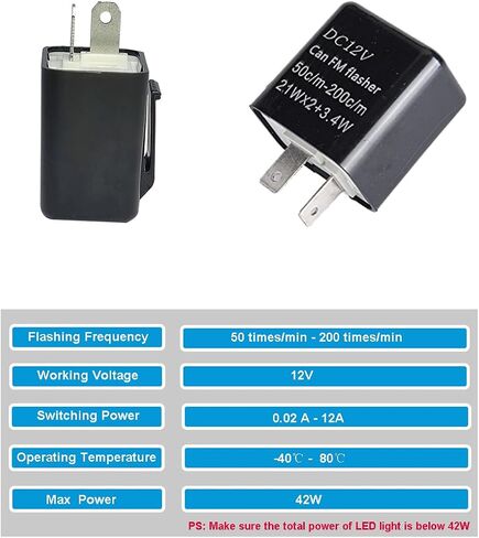 6 قطع مرحل فلاش 12 فولت لمرحل إشارة الانعطاف LED 2 دبوس وامض للدراجات النارية، فلاشات بديلة للسيارات الإلكترونية مقاومة للماء للسيارة، مرحلات فلاش LED قابلة للتعديل (أسود) in Kuwait