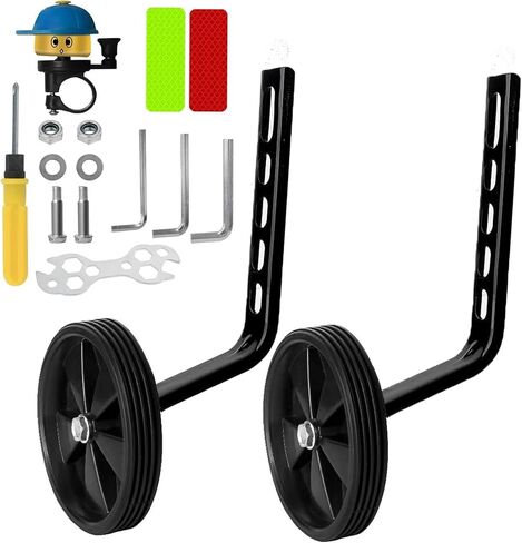 Bicycle Training Wheels Stronger Version Design with Stabilizers Mounted Kit Reinforced Metal Heavy Duty Rear Wheel Adjustable Kids Suitable for 12 14 16 18 20 Inch Children's Single Speed Bike in Saudi Arabia