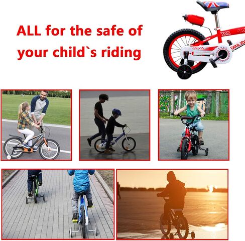 Bicycle Training Wheels Stronger Version Design with Stabilizers Mounted Kit Reinforced Metal Heavy Duty Rear Wheel Adjustable Kids Suitable for 12 14 16 18 20 Inch Children's Single Speed Bike in Saudi Arabia