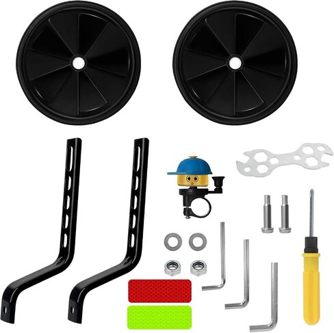 Bicycle Training Wheels Stronger Version Design with Stabilizers Mounted Kit Reinforced Metal Heavy Duty Rear Wheel Adjustable Kids Suitable for 12 14 16 18 20 Inch Children's Single Speed Bike in Saudi Arabia