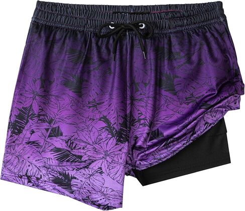 شورت سباحة للأولاد من FT FENTENG مع بطانة مضغوطة للأولاد، شورت سباحة قابل للتمدد سريع الجفاف 2 في 1 للشاطئ 5-16 سنة in Kuwait