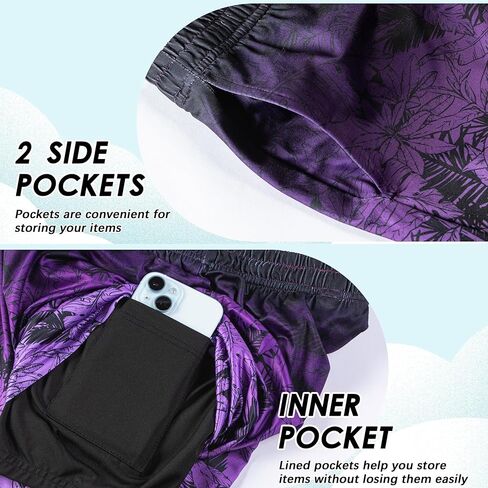 شورت سباحة للأولاد من FT FENTENG مع بطانة مضغوطة للأولاد، شورت سباحة قابل للتمدد سريع الجفاف 2 في 1 للشاطئ 5-16 سنة in Kuwait