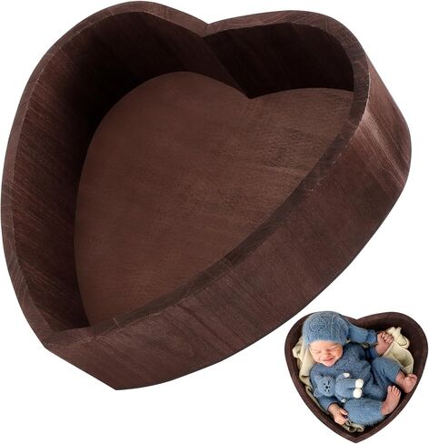 SAFIGLE 1pc Heart Shaped Photography Props Photo Gifts Newborn Photo Props Kids Gift Infant Gifts Baby Posing Case Heart Shaped Baby Basket Photographer Gift Wood Simple Child Baby Clothes in Saudi Arabia