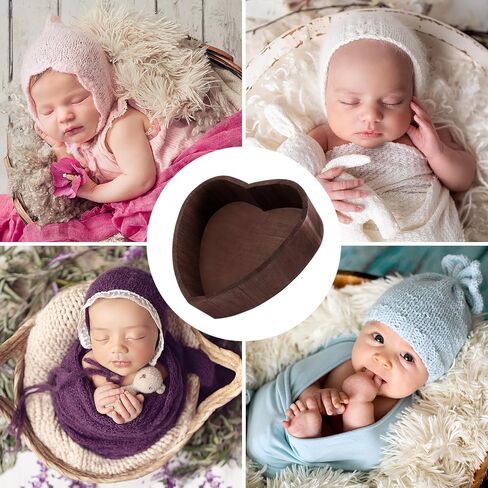 SAFIGLE 1pc Heart Shaped Photography Props Photo Gifts Newborn Photo Props Kids Gift Infant Gifts Baby Posing Case Heart Shaped Baby Basket Photographer Gift Wood Simple Child Baby Clothes in Saudi Arabia