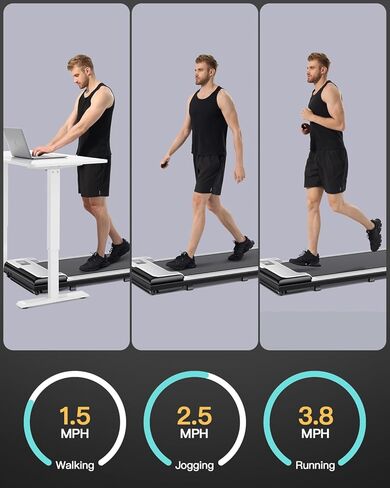 وسادة مشي صغيرة من UMAY مع حزام جري أوسع، جهاز مشي 2 في 1 قابل للطي للمكتب المنزلي، جهاز مشي صغير تحت المكتب للمشي والركض، جهاز مشي محمول خفيف الوزن مزود بعجلة in Kuwait