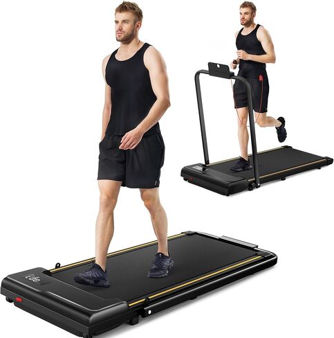 UMAY Mini Walking Pad with Wider Running Belt, 2 in 1 Foldable Treadmills for Home Office, Small Under Desk Treadmill for Walking Jogging Running, Portable Lightweight Walking Treadmills with Wheel in Saudi Arabia