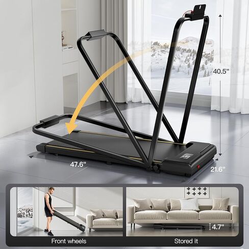 UMAY Mini Walking Pad with Wider Running Belt, 2 in 1 Foldable Treadmills for Home Office, Small Under Desk Treadmill for Walking Jogging Running, Portable Lightweight Walking Treadmills with Wheel in Saudi Arabia