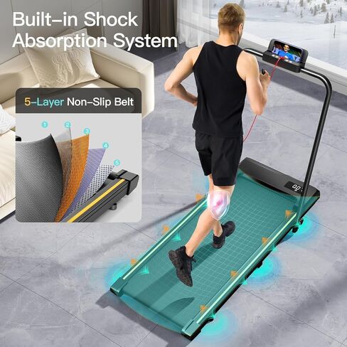 UMAY Mini Walking Pad with Wider Running Belt, 2 in 1 Foldable Treadmills for Home Office, Small Under Desk Treadmill for Walking Jogging Running, Portable Lightweight Walking Treadmills with Wheel in Saudi Arabia