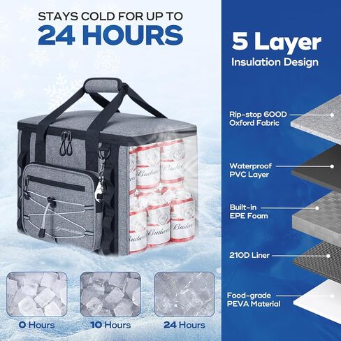 Maelstrom Soft Cooler Bag,Soft Sided Cooler,30 Cans Collapsible Cooler,Insulated Ice Chest,Large Leakproof Camping Cooler,Portable Travel Cooler for Kayaking,Beach,Gray in Saudi Arabia