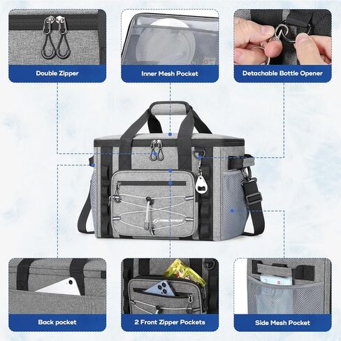 Maelstrom Soft Cooler Bag,Soft Sided Cooler,30 Cans Collapsible Cooler,Insulated Ice Chest,Large Leakproof Camping Cooler,Portable Travel Cooler for Kayaking,Beach,Gray in Saudi Arabia