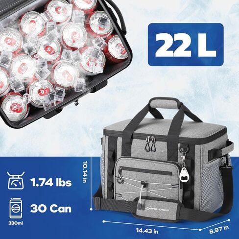 Maelstrom Soft Cooler Bag,Soft Sided Cooler,30 Cans Collapsible Cooler,Insulated Ice Chest,Large Leakproof Camping Cooler,Portable Travel Cooler for Kayaking,Beach,Gray in Saudi Arabia