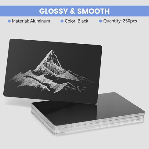 LAKIX Laser Engraving Blanks, 250pcs Black Aluminum Alloy Sheets for CNC Engraving, Laser Crafting, Multipurpose Metal Business Cards. DIY Gift Cards, 85 x 55x 0.2mm Thickness in Saudi Arabia