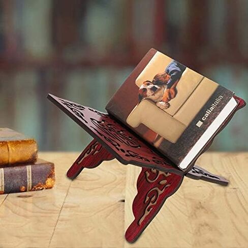 TOPINCN 2Pcs Wooden Quran Muslim Book Holder Stand, Handcraft Wooden Book Holder Detachable Retro Carved Red Muslim Reading Bookshelf Holder in Saudi Arabia