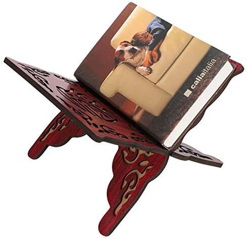TOPINCN 2Pcs Wooden Quran Muslim Book Holder Stand, Handcraft Wooden Book Holder Detachable Retro Carved Red Muslim Reading Bookshelf Holder in Saudi Arabia