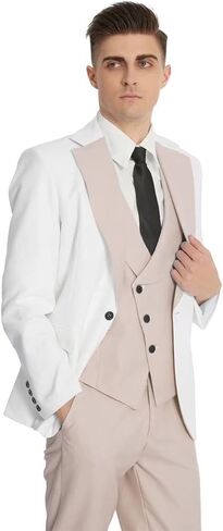 Wangyue Mens 3 Piece Slim Fit Suit Wedding Prom Tuxedo Formal Business Suits for Men Blazer Vest Pants Set in Kuwait