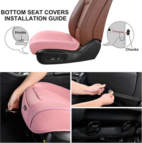 2 Pack Leather Front Car Seat Covers, Universal Sideless Auto Seat Protectors with Storage Pocket and Center Console Covers, Compatible with Most of Vehicles - SUVs/Sedans/Pickup Trucks, Beige in Kuwait