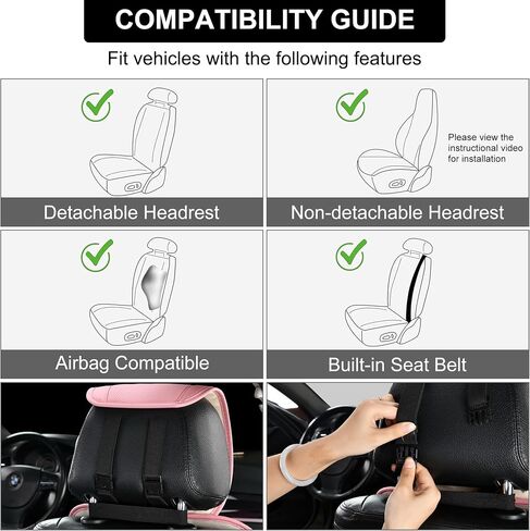 2 Pack Leather Front Car Seat Covers, Universal Sideless Auto Seat Protectors with Storage Pocket and Center Console Covers, Compatible with Most of Vehicles - SUVs/Sedans/Pickup Trucks, Beige in Kuwait