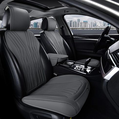 أغطية مقاعد السيارة الأمامية من الجلد الوردي من BWTJF، عبوتان من واقيات السيارات العالمية بدون جوانب للمقاعد الأمامية مع جيب تخزين وأغطية وحدة التحكم المركزية، متوافقة مع 95% من السيارات (سيدان/SUV/بيك أب/شاحنة) in Kuwait