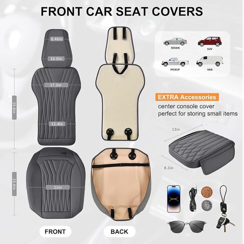 أغطية مقاعد السيارة الأمامية من الجلد الوردي من BWTJF، عبوتان من واقيات السيارات العالمية بدون جوانب للمقاعد الأمامية مع جيب تخزين وأغطية وحدة التحكم المركزية، متوافقة مع 95% من السيارات (سيدان/SUV/بيك أب/شاحنة) in Kuwait