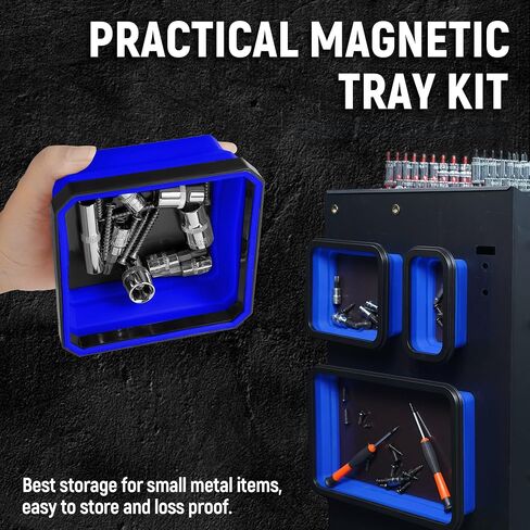 ALOANES Magnetic Parts Tray Set-Collapsible Magnetic Tool Tray Small Parts Organiser with Double Magnet, Magnetic Bowl for Fixing Nuts and Bolts (Black) in Saudi Arabia