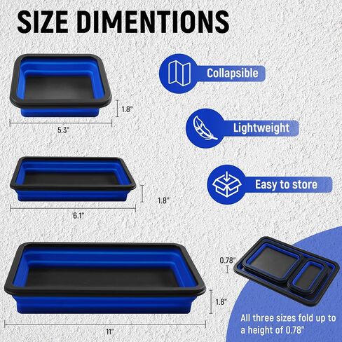 ALOANES Magnetic Parts Tray Set-Collapsible Magnetic Tool Tray Small Parts Organiser with Double Magnet, Magnetic Bowl for Fixing Nuts and Bolts (Black) in Saudi Arabia
