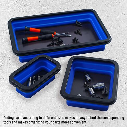 ALOANES Magnetic Parts Tray Set-Collapsible Magnetic Tool Tray Small Parts Organiser with Double Magnet, Magnetic Bowl for Fixing Nuts and Bolts (Black) in Saudi Arabia
