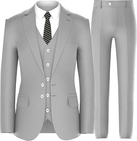 Antonio Uomo Men’s Suit Set – Classic Fit 3 Piece Blazer Single Breasted Jacket Vest Pants for Business Wedding Dress Suits in Kuwait