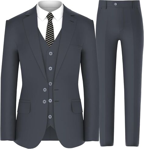 Antonio Uomo Men’s Suit Set – Classic Fit 3 Piece Blazer Single Breasted Jacket Vest Pants for Business Wedding Dress Suits in Kuwait