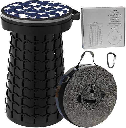 ALEVMOOM Upgraded H 19.7" Collapsilbe Stool with 1.38" Thick Cushion,1000 lbs Capacity Wider & Taller Heavy Duty, Portable and Foldable Adjustable Telescoping Stool for Camping Hiking BBQ in Kuwait