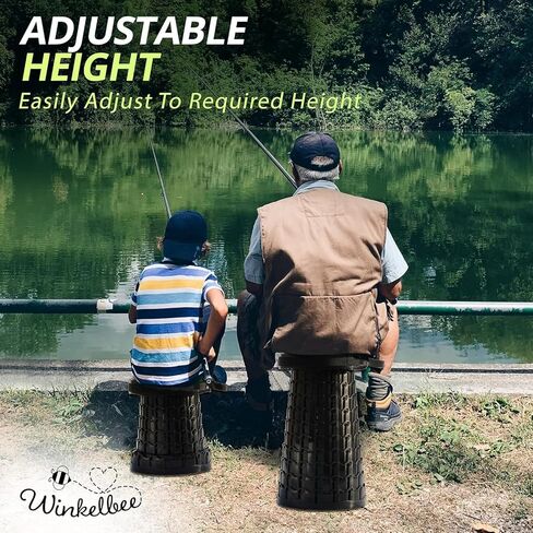 ALEVMOOM Upgraded H 19.7" Collapsilbe Stool with 1.38" Thick Cushion,1000 lbs Capacity Wider & Taller Heavy Duty, Portable and Foldable Adjustable Telescoping Stool for Camping Hiking BBQ in Kuwait