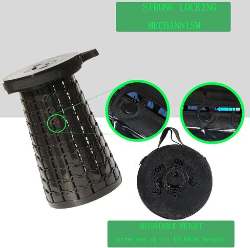 ALEVMOOM Upgraded H 19.7" Collapsilbe Stool with 1.38" Thick Cushion,1000 lbs Capacity Wider & Taller Heavy Duty, Portable and Foldable Adjustable Telescoping Stool for Camping Hiking BBQ in Kuwait