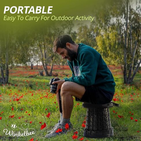 ALEVMOOM Upgraded H 19.7" Collapsilbe Stool with 1.38" Thick Cushion,1000 lbs Capacity Wider & Taller Heavy Duty, Portable and Foldable Adjustable Telescoping Stool for Camping Hiking BBQ in Kuwait