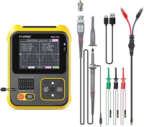 جهاز اختبار ترانزستور الذبذبات المحمول 2 في 1 من Weytoll، أداة اختبار راسم الذبذبات الرقمية لعرض النطاق الترددي 200 كيلو هرتز، شاشة ملونة 2.4 بوصة مخرج PWM لمقاوم مكثف ثنائي NPN/PNP، ترانزستور إلخ in Kuwait