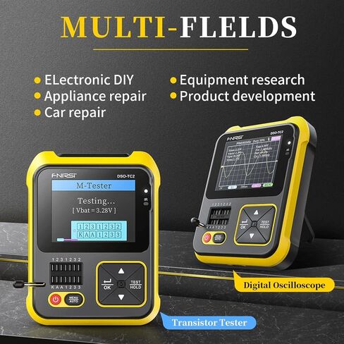 جهاز اختبار ترانزستور الذبذبات المحمول 2 في 1 من Weytoll، أداة اختبار راسم الذبذبات الرقمية لعرض النطاق الترددي 200 كيلو هرتز، شاشة ملونة 2.4 بوصة مخرج PWM لمقاوم مكثف ثنائي NPN/PNP، ترانزستور إلخ in Kuwait