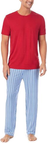 Cuddl Duds Sleepwear for Men Short Sleeve Crewneck Shirt and Long Pant Pajama Set in Saudi Arabia
