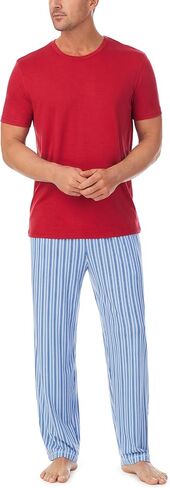 Cuddl Duds Sleepwear for Men Short Sleeve Crewneck Shirt and Long Pant Pajama Set in Saudi Arabia