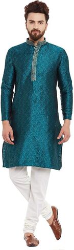 Sojanya (Since 1958, Men's Emerald Green Jacquard Silk Kurta & Churidaar Pyjama in Saudi Arabia