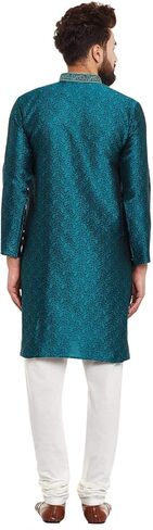 Sojanya (Since 1958, Men's Emerald Green Jacquard Silk Kurta & Churidaar Pyjama in Saudi Arabia